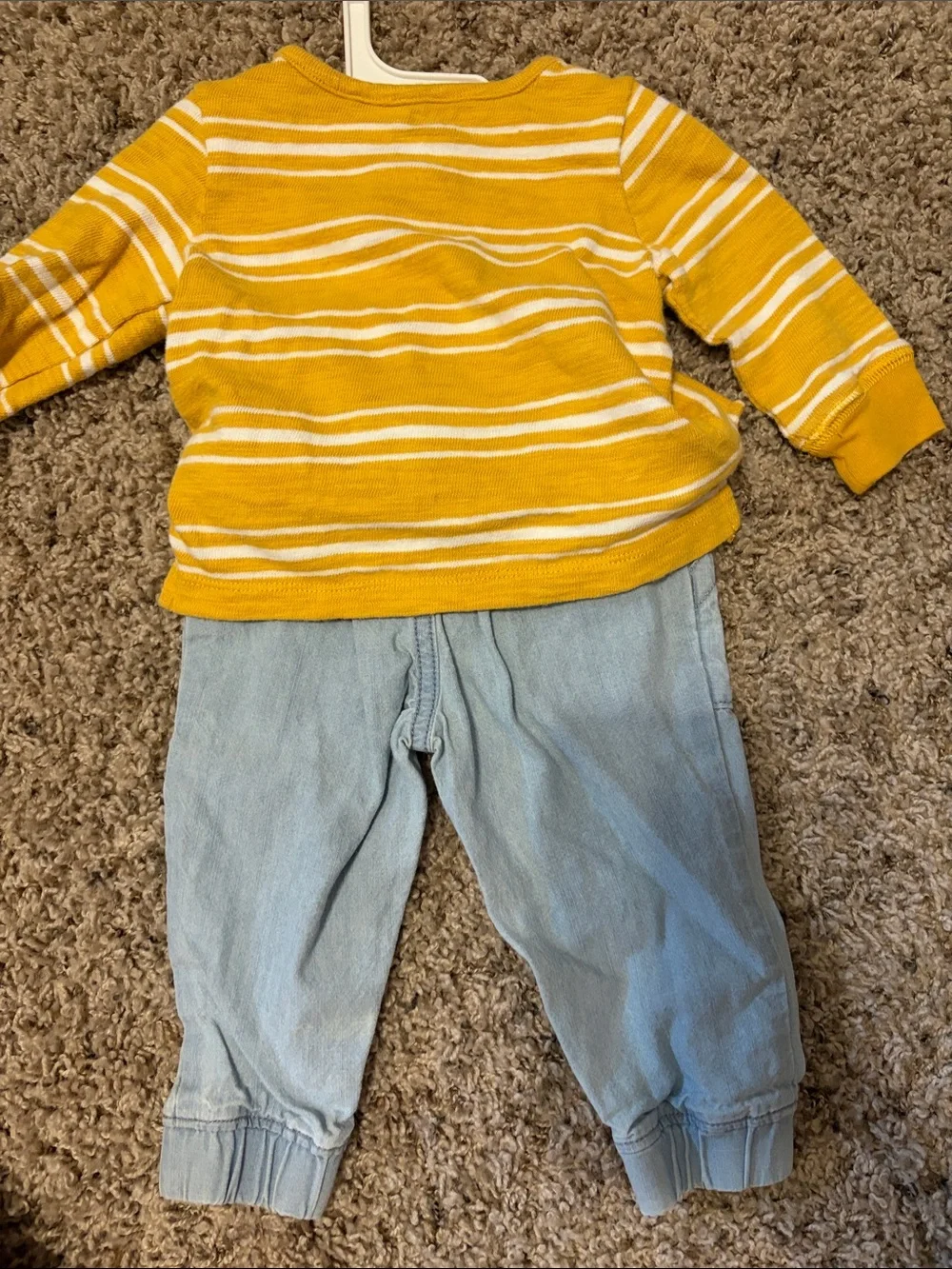 Carter's Yellow & White Striped 'Wild Little One' Top with Light Blue Pants